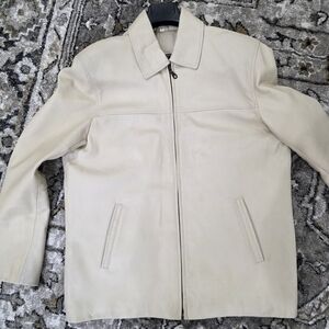 Men's Cream Leather Jacket